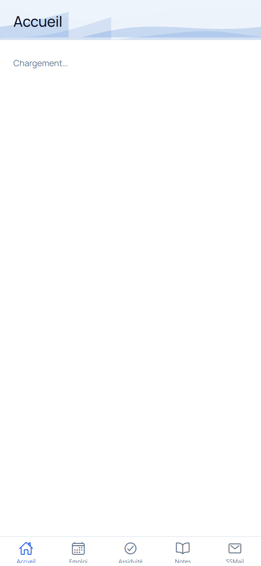 Vue de l’accueil de l’application parents.