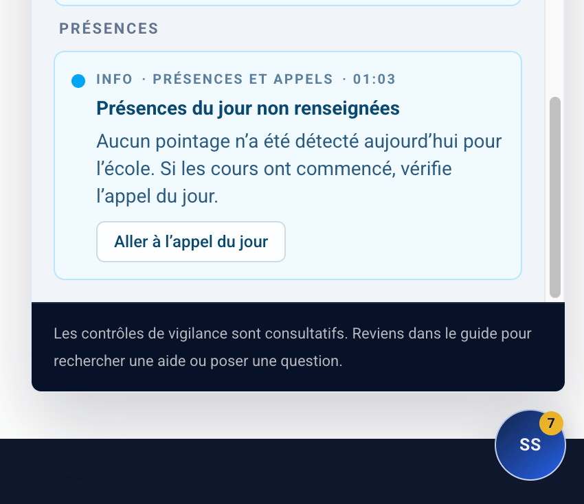 Screenshot of useful reminders in Sahel School guidance.