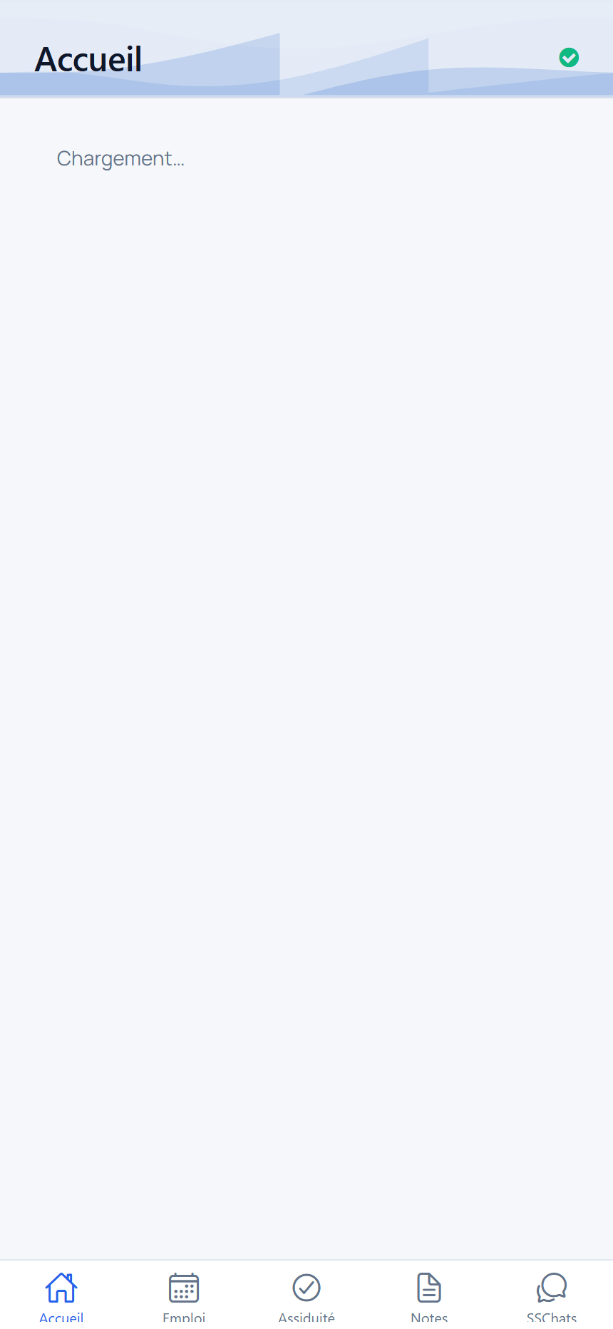 Vue de l’accueil de l’application élèves.